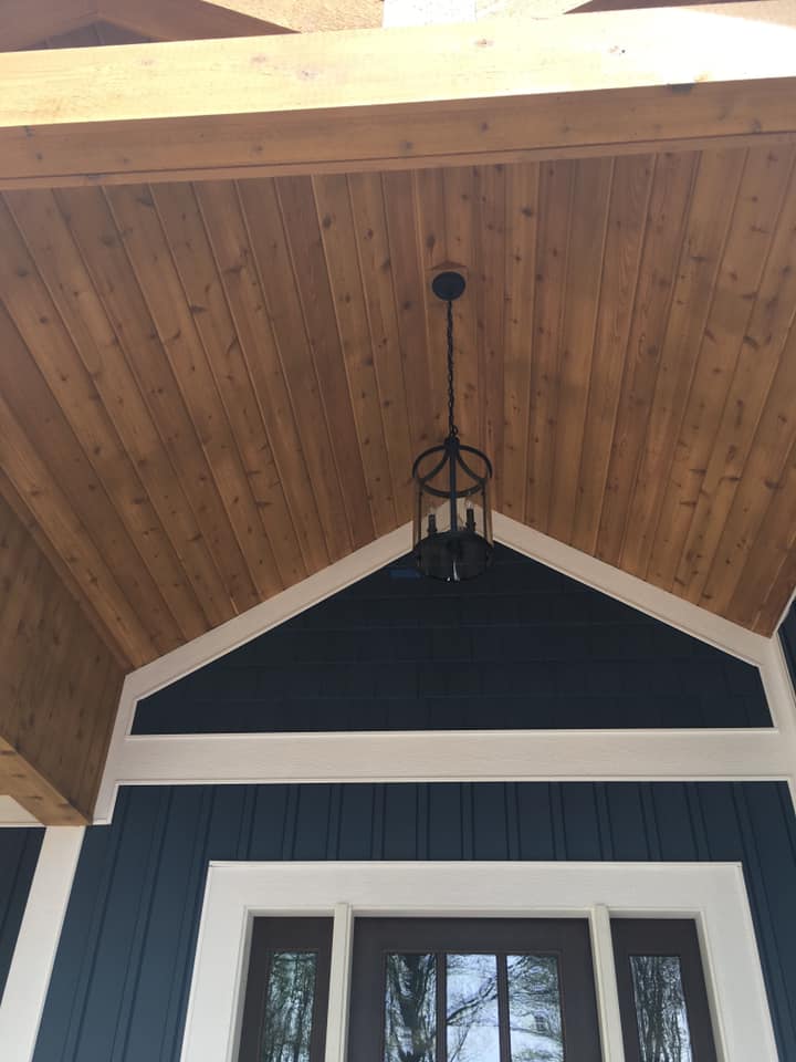 Lantern hanging on front porch